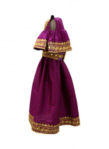 Al Darzy Bahraini Traditional Jalabiya Purple/Gold