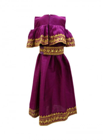 Al Darzy Bahraini Traditional Jalabiya Purple/Gold