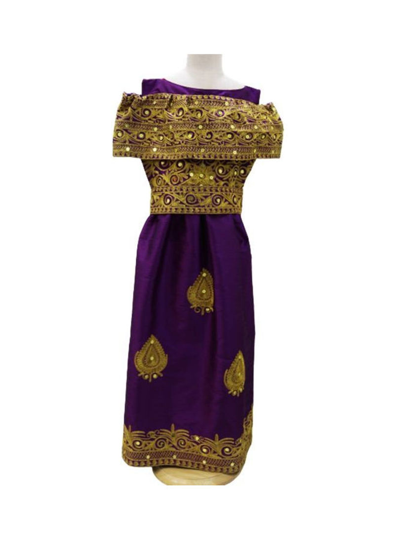 Al Darzy Bahraini Traditional Jalabiya Purple/Gold
