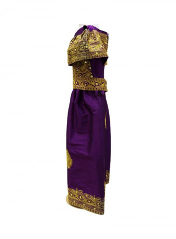 Al Darzy Bahraini Traditional Jalabiya Purple/Gold