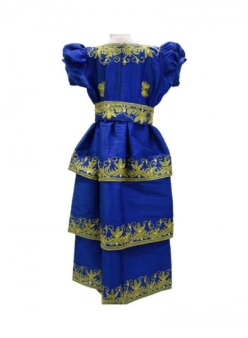 Al Darzy Bahraini Traditional Jalabiya Royal Blue/Gold