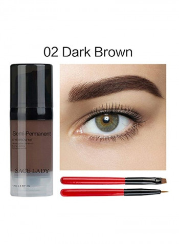 3-Piece Semi-Permanent Eyebrow With Brush Kit Dark Brown