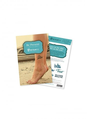 Pack Of 8 Be Present Inspirational Temporary Tattoos Blue/Black