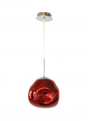 Indoor Glass Pendant Light Red/Silver 20x24centimeter