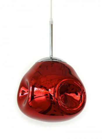 Indoor Glass Pendant Light Red/Silver 20x24centimeter