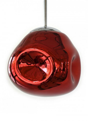 Indoor Glass Pendant Light Red/Silver 20x24centimeter