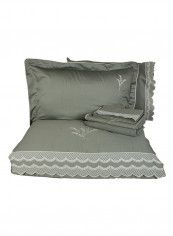 6-Piece Eki̇n Ecolarge Duvet Cover Set Cotton Green Double