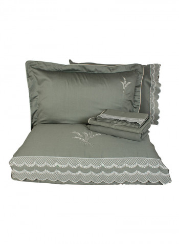 6-Piece Eki̇n Ecolarge Duvet Cover Set Cotton Green Double
