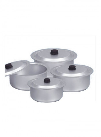 4-Piece Salvano Cooking Pot With Lid Silver