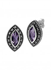 925 Sterling Silver Amethyst Stud Earrings
