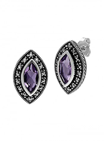 925 Sterling Silver Amethyst Stud Earrings