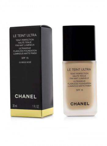 Le Teint Ultra Ultrawear Flawless Foundation Luminous Matte Finish SPF15 22 Beige Rose