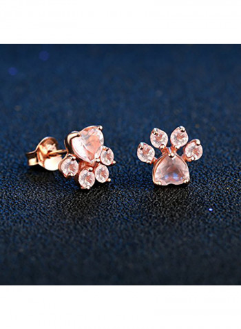Rose Gold Plated Cat Paw Stud Earrings
