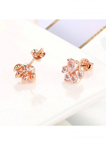 Rose Gold Plated Cat Paw Stud Earrings