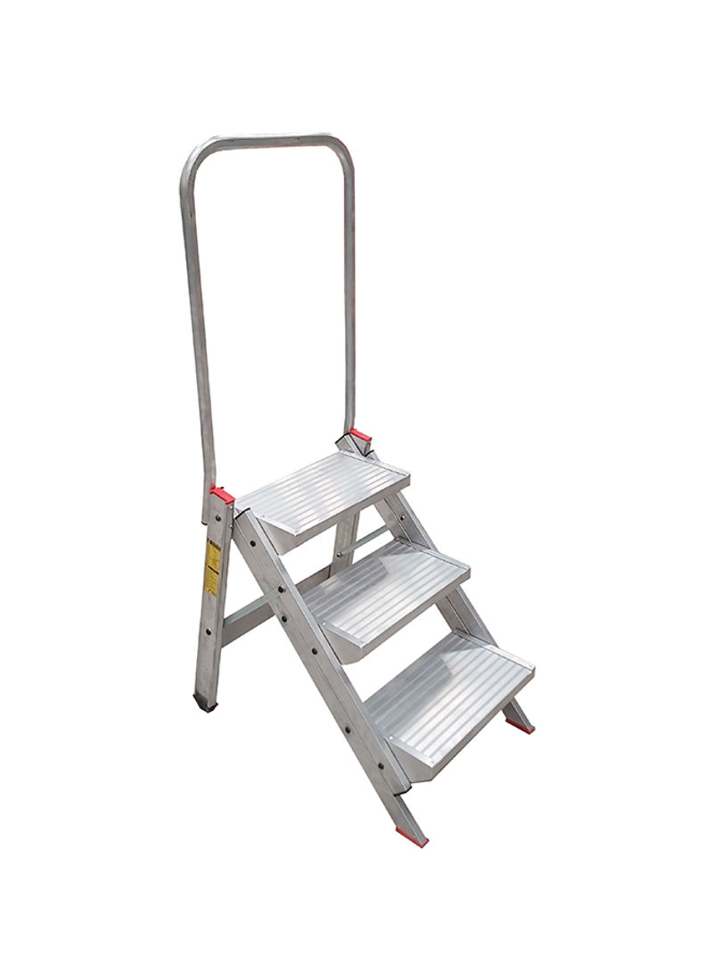 3-Step Compact Stool Ladder Silver 107x55x20centimeter