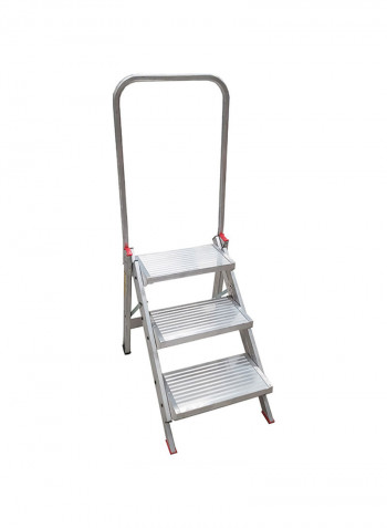 3-Step Compact Stool Ladder Silver 107x55x20centimeter