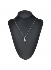 925 Sterling Silver 0.25 Ct Cubic Zirconia Studded Pearl Pendant Necklace
