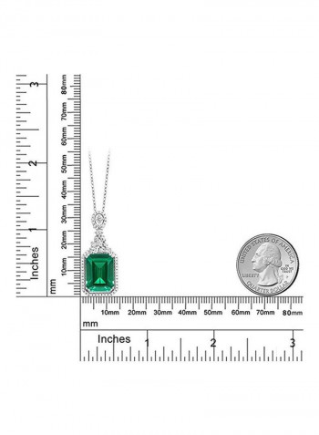 925 Sterling Silver 7.10 Ct Emerald Studded Pendant Necklace