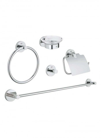 5 in 1 Essentials Master Bathroom Acessories Set Chrome NAcm