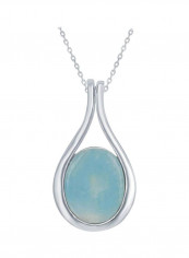 925 Sterling Silver Larimar Studded Pendant Necklace