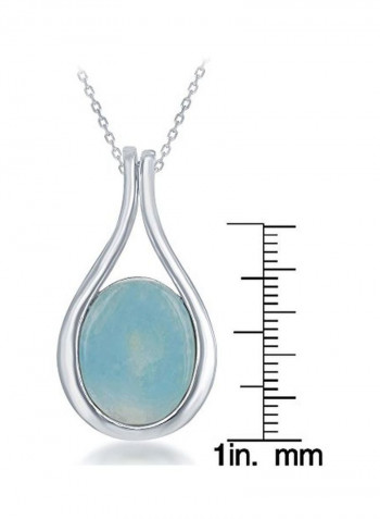 925 Sterling Silver Larimar Studded Pendant Necklace