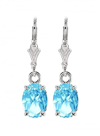 925 Sterling Silver Topaz Studded Dangle Earrings