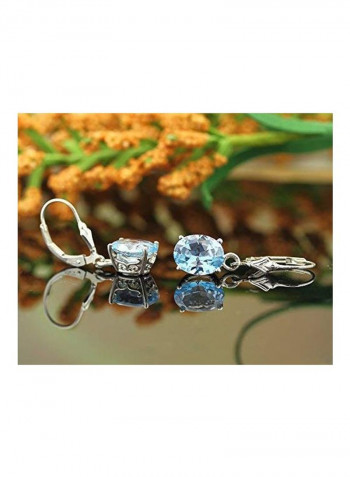 925 Sterling Silver Topaz Studded Dangle Earrings