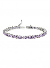 925 Sterling Silver Amethyst Studded Tennis Bracelet