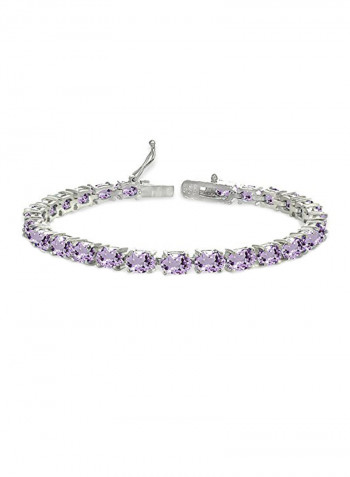 925 Sterling Silver Amethyst Studded Tennis Bracelet