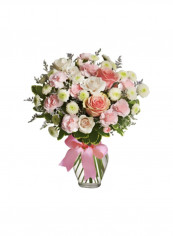35-Piece Soft Sophistication Rose, Chrysanthemums And Carnation Bouquet Pink/White/Green