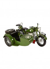 Vintage Decorative Metal Retro Three-Wheeled Motorcycle Green/Black