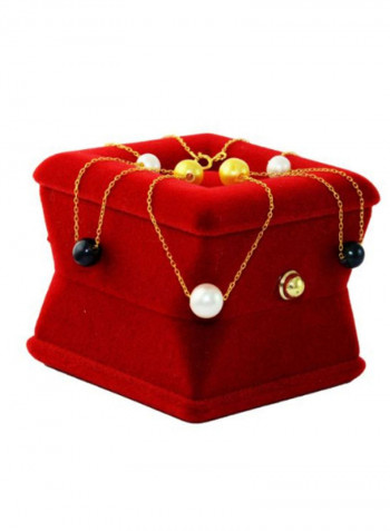 18 Karat Solid Gold Built-In Pearl Necklace