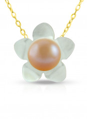 18 Karat Solid Yellow Gold 13 mm Mother Of Pearl Flower Shape With 7 mm Pearl Pendant Necklace reviews 18 Karat Solid Yellow Gold 13 mm Mother Of Pearl Flower Shape With 7 mm Pearl Pendant Necklace