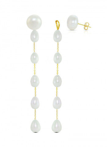 18 Karat Solid Yellow Gold 7 mm Pearls Detachable Earrings