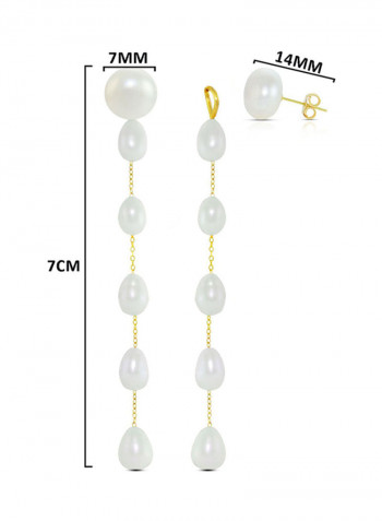 18 Karat Solid Yellow Gold 7 mm Pearls Detachable Earrings