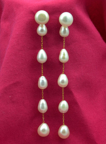 18 Karat Solid Yellow Gold 7 mm Pearls Detachable Earrings