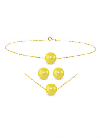 3-Piece 10K Gold Pearl Jewellery Set
