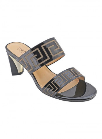 High Heel Wedge Sandals Black