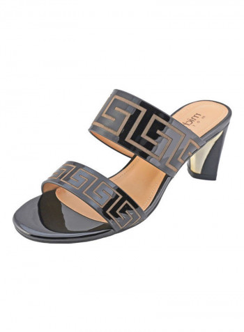 High Heel Wedge Sandals Black