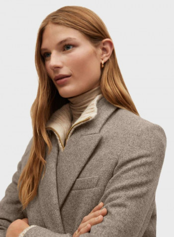 Solid Pattern Longline Coat Grey