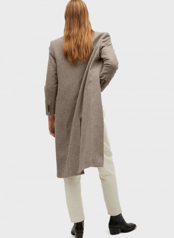 Solid Pattern Longline Coat Grey
