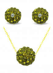 10 Karat Solid Yellow Gold Simple 10 mm Crystal Ball Jewellery Set
