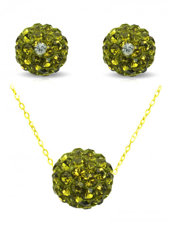 10 Karat Solid Yellow Gold Simple 10 mm Crystal Ball Jewellery Set