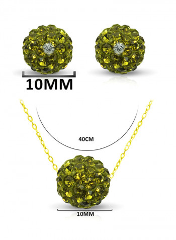 10 Karat Solid Yellow Gold Simple 10 mm Crystal Ball Jewellery Set