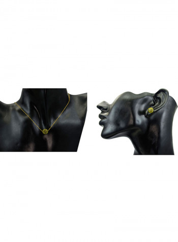 10 Karat Solid Yellow Gold Simple 10 mm Crystal Ball Jewellery Set