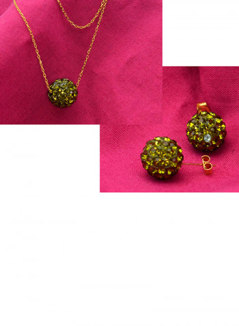 10 Karat Solid Yellow Gold Simple 10 mm Crystal Ball Jewellery Set