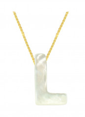18 Karat Gold L Letter Mother Of Pearl Pendant Necklace