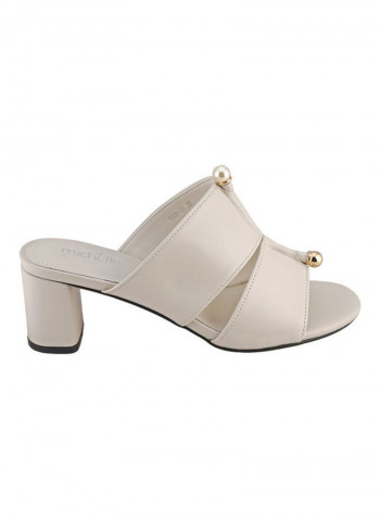 High Heel Wedge Sandals White