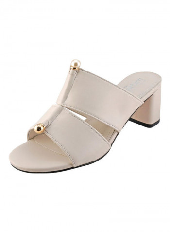 High Heel Wedge Sandals White