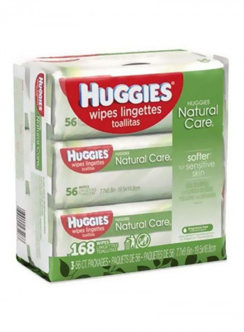 Natural Care Baby Wipes 3 Packs x 56 Wipes, 168 Count